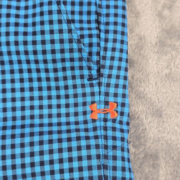 Under Armour Shorts Mens 36 Blue Black Gingham Check Golf Performance Casual - Picture 8 of 11